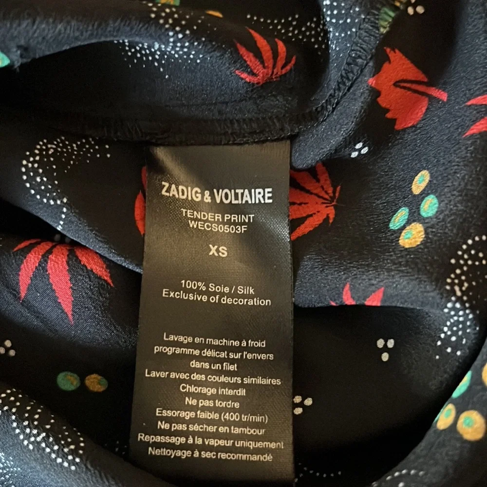 EUC Zadig & Voltaire Tender Print Long Sleeve Silk Blouse Size XS - Picture 5 of 14